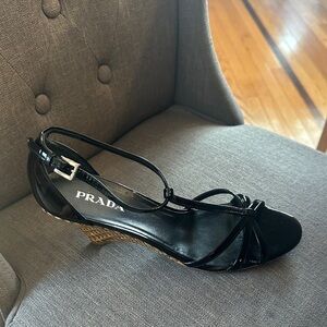 Prada Black Strappy Heels